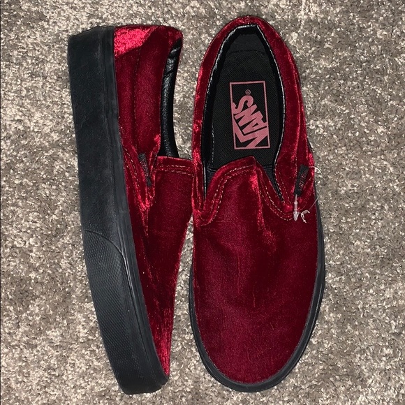 vans red velvet shoes